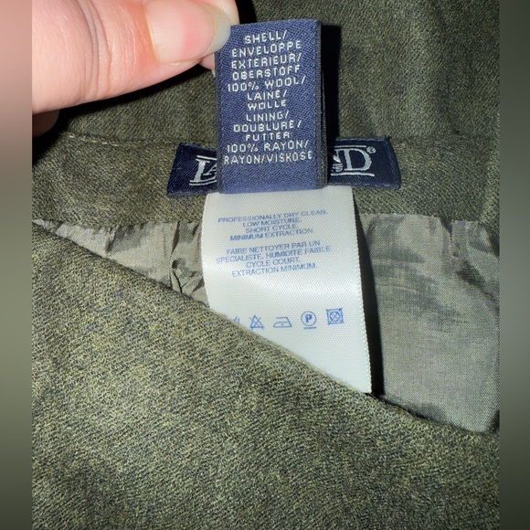 Lands End 100% wool olive green skirt midi length fully lined women’s size 16 - Picture 7 of 10